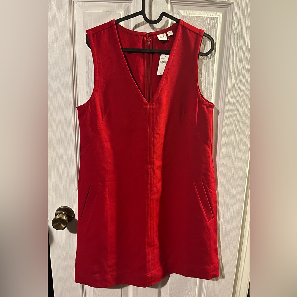GAP Women’s Red Sleeveless V-Neck Dress - Size Small